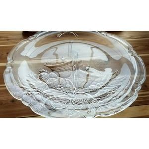 Makasa Crystal Holiday Bells Platter 14.75" RC197/516 Christmas Hostess Dish.
